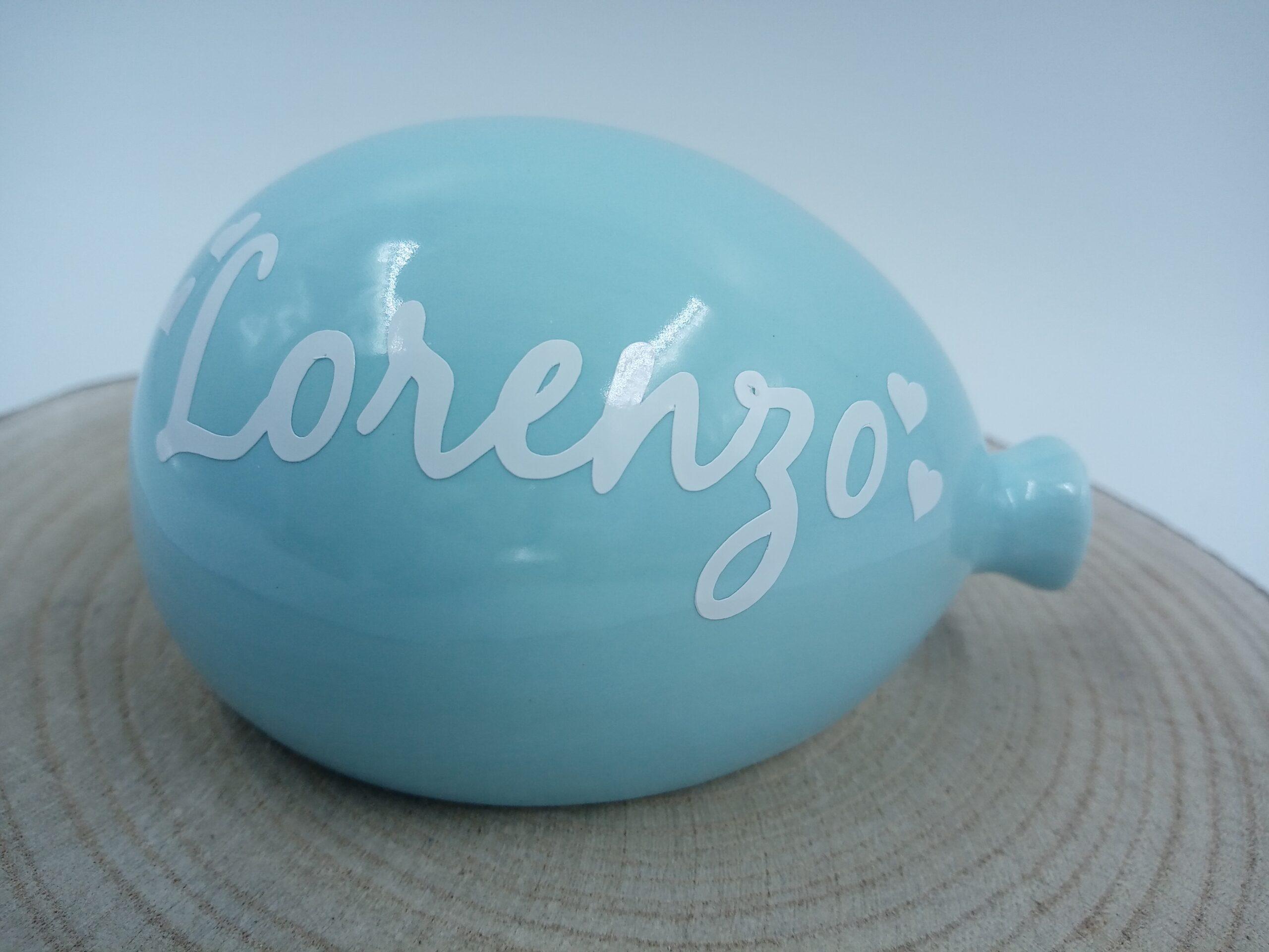 Bomboniera Palloncino in Ceramica Pugliese personalizzato con nome – Misura  10x7x6cm –
