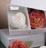 Scatola Cassetto con Cuore Capodimonte e Fiore 20x15x7cm - Cherry and Peach