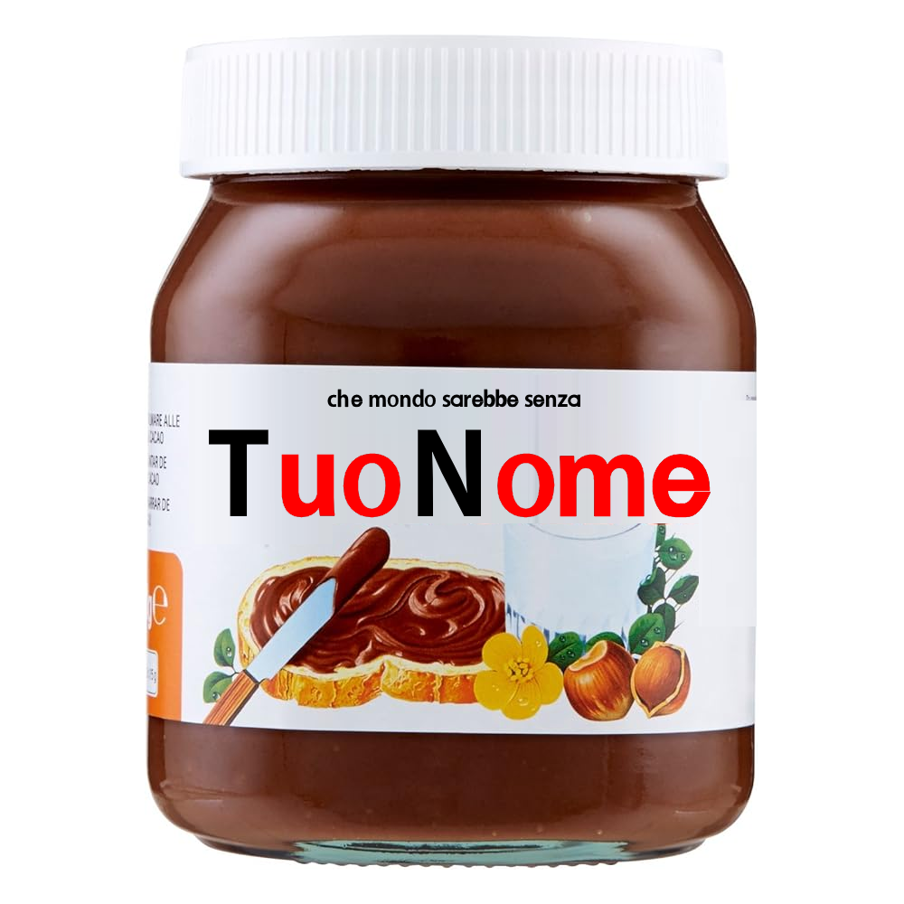 Copertina Nutella 450gr personalizzata in vetro Nutella da 450gr.. Personalizzata con nome e tappo a tema - immagine 1