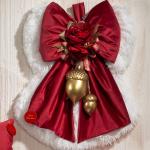 Fiocco Natalizio in Velluto Rosso con Decorazioni – Linea Cherry and Peach | 3 Misure Disponibili | Elegante & Scenografico