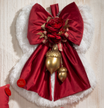 Fiocco Natalizio in Velluto Rosso con Decorazioni – Linea Cherry and Peach | 3 Misure Disponibili | Elegante & Scenografico