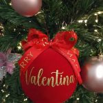 Palla di Natale personalizzata in Velluto 12cm diametro Rossa o Verde