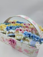 Pochette in Organza a Fiori Personalizzabile con una "Parola" in Plexiglass e Confetti