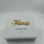 Bomboniera Luxury Box "Cuore a Sorpresa" con Nome in Plexiglass Oro - immagine 3