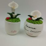 Bomboniera Piantina in Ceramica "Calla" con Coccinella Portafortuna Personalizzabile