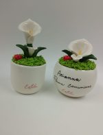Bomboniera Piantina in Ceramica "Calla" con Coccinella Portafortuna Personalizzabile
