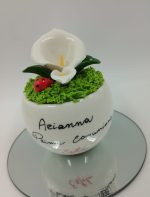 Bomboniera Piantina in Ceramica "Calla" con Coccinella Portafortuna Personalizzabile - immagine 4