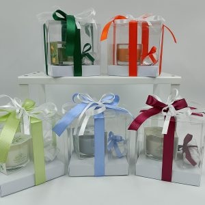 Bomboniera con Candela Yankee Candle® in Scatola Trasparente Personalizzata