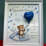 Quadro nascita con palloncino ceramica 1 Gabriele