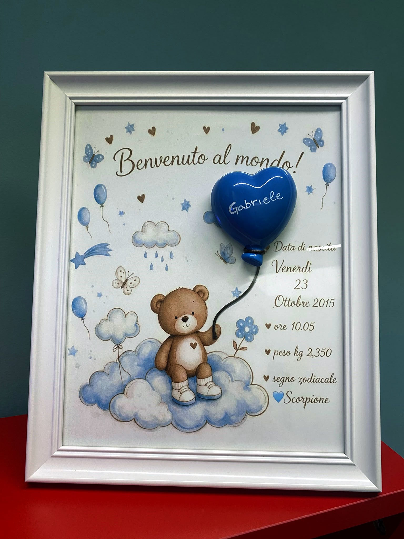 Quadro nascita con palloncino ceramica 1 Gabriele Quadro nascita con palloncino ceramica 1 Gabriele
